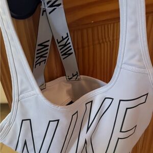 Nike White and Black Racerback Sports Bra